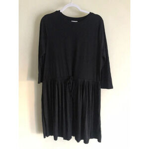 J.Jill Women’s Dress, Black Accordion Pleated Drawstring